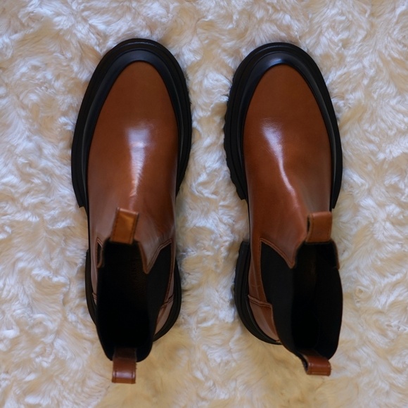 All Saints Harlee Lug Sole Chelsea pull on Leather Boot  - Tan brown - 37/ 7US - Picture 2 of 11